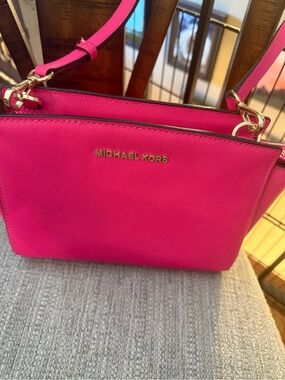 Michael Kors Hot Pink Crossbody Bag with Gold Hardware